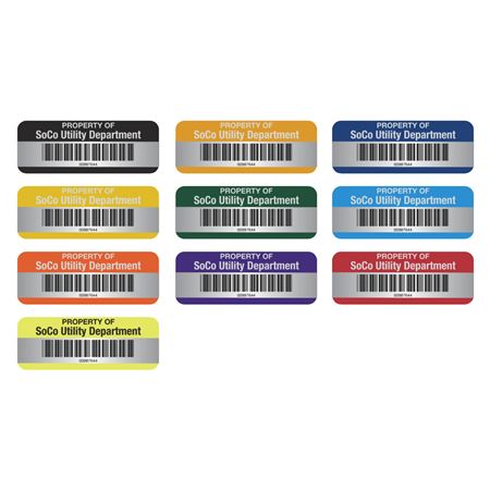 Custom Anodized Aluminum Nameplates -
Barcoded - 3/4 x 2